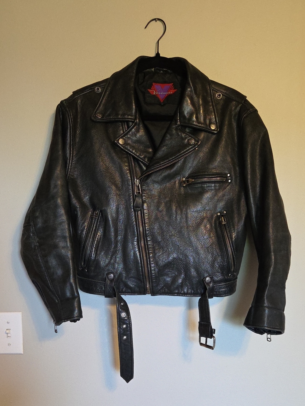 VERDUCCI Vintage Leather Biker Moto Jacket